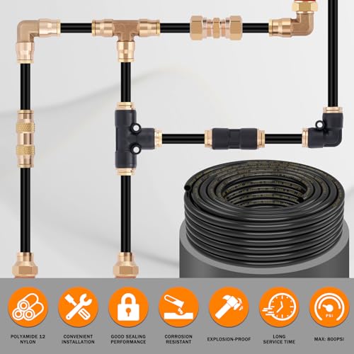 CheeMuii 100 FT 1/2 Pneumatic Tubing 1/2" PA12 Nylon DOT Air Line SAE J844 DOT Air Hose 30.5 Meter 1/2 Inch OD Pneumatic Air Tubing Pipe Hose Line - size: 1/2"OD-100FT-Single Layer