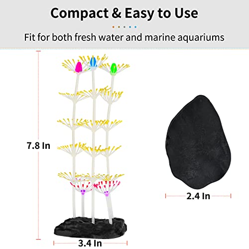 Uniclife Aquarium Imitative Rainbow Sea Urchin Ball/Coral Plant/Strip Coral Plant Decoration Artificial Silicone Ornament with Glowing Effect for Fish Tank