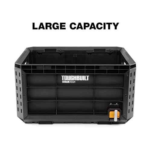 ToughBuilt – StackTech Tool Crate, Large Capacity Modular Storage with Auto-Locking System & Accessory Rails for Jobsite Organization (TB-B1-X-50) - size: Tool Crate