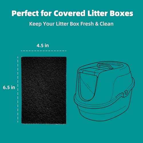 MEDUWEDU 10-Pack 4.5" x 6.5" Carbon Filter Pads for Covered Cat Litter Boxes – Odor Control Replacement Liners for Enclosed Litter Systems - color: Vn Filters