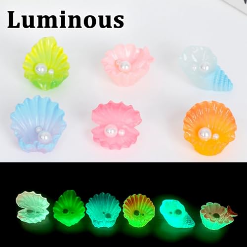 MIUPOO Glow Pearl Shell,Betta Stones,Glow in The Dark Crystal,Bonsai Decor,Chips Stone Small Decorative,Fish Tank Decor,6 Colors,12 Pieces. - color: 12 Pearl Shell