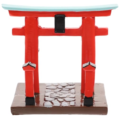 Garneck Japanese Torii Gate Shinto Ornament Shrine Temple Fairy Zen Gardens Decor Japan Altar Shelf Torii Gate Statue Landscape Miniatures for Home Fish Tank Aquarium Decorations