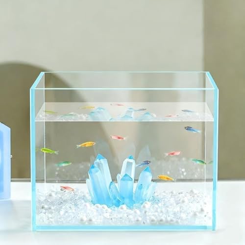 Small Fish Tank Decor Artificial Crystals Aquarium Betta Fish Tank Decorations Mini Crystal Ornaments Resin Accessories (Light Blue) - color: Light Blue