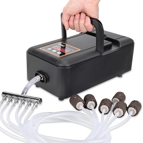 hygger IPX6 Rechargeable Aquarium Pond Air Pump, Powerful Quiet Tank Air Pump with Hose Air Stone Check Valve Adjustable Flow Diverter Valve for Fishing Yacht/Power Outages/Hydroponic - size: 300GPH