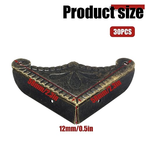 30Pcs Antique Box Corner Protectors, Decorative Edge Safety Guard Cabinet Furniture Corner Protectors for Jewelry Box and Wooden Case(2.3"x2.3"x0.5") - size: 2.3"x2.3"x0.5"