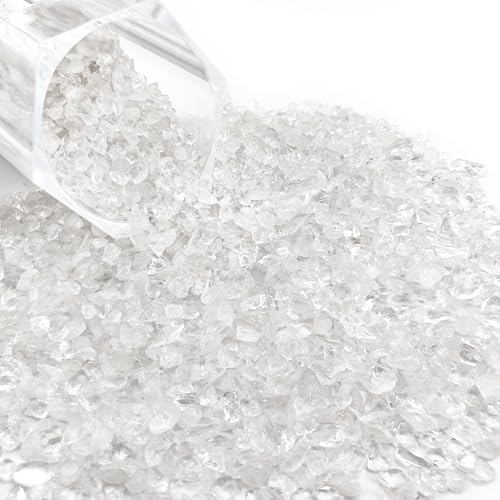 Kaiyuan Dynasty 230g Clear Quartz Crystal Chips Bulk, 5-7mm Natural Tumbled Gemstones, Crushed Decorative Stones for Vase Fillers, Aquarium Gravel & Fish Tank Rocks - color: Clear, size: 0.5LB