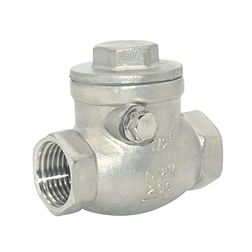 1/2" Stainless Steel SS316 Swing Check Valve,NPT Female x Female Thread,WOG 200 PSI PN16 CF8M - size: 0.5 Inch