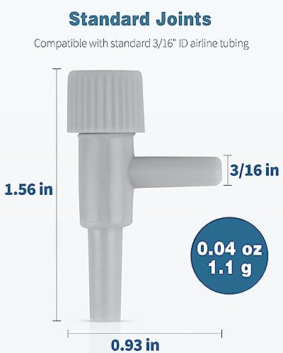 Pawfly Aquarium Air Control Valves Single Way Plastic Air Regulators for Aquarium Air Pump Fish Tank Air Flow Control Valves for 3/16" ID Airline Tubing Adjustable Hose Connectors, 20 Pack - color: Grey