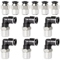 TAILONZ PNEUMATIC Elbow and Straight Combination 5/16 Inch Tube OD x 3/8 Inch NPT Thread Push to Connect Fittings PC-5/16-N3+PL-5/16-N3(Pack of 12) - size: 5/16"OD x 3/8"NPT