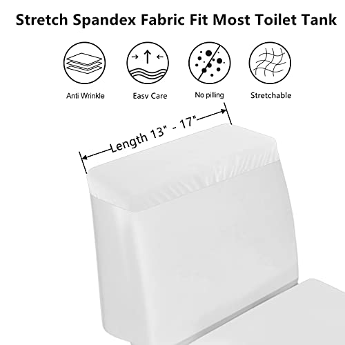 Toilet Tank Lid Cover, Bathroom Stretch Washable Spandex Toilet Tank Protector Cover with Elastic Bottom, White - color: White