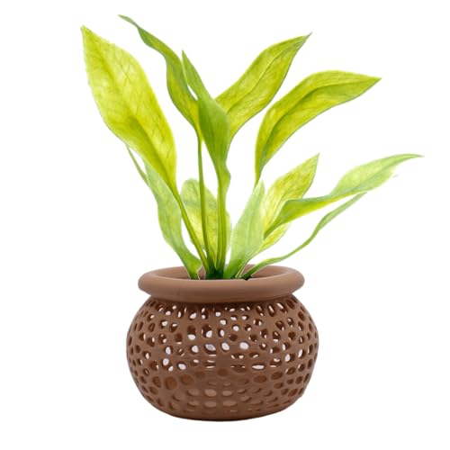 Aquarium Plant Pot Holders, Aquatic Plant Holder, Securely Hold Aquatic Plants, Promoting Healthy Root Growth, Fish Tank Aesthetic (Natural Brown) - color: Natural Brown