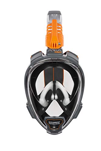 OCEAN REEF - Aria QR + Quick Release Snorkeling Mask - Full Face Snorkeling Mask - 180 Degree Underwater Vision - 8 Colours and 4 Sizes - color: Black, size: Small-Medium