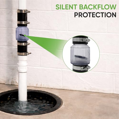 Silent Check Valve - 1-1/2" with Buna-N Couplings, Model CV-150, Spring-Loaded Flapper, Sump Pump Life Expectancy Increase, Includes Steel Clamps Fit 1-1/2″ Pipe