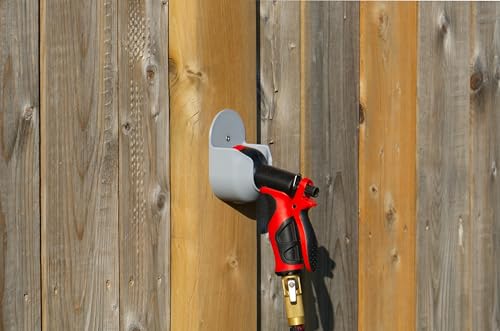 Nozzle Dock - Garden Hose Nozzle Holder | Wall-Mount Hook for Outdoor Spray Nozzles (Grey) - color: Gray