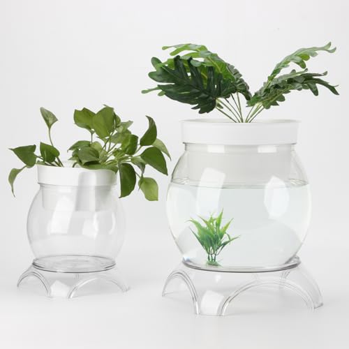 1 Gallon PET Aquaponic Fish Tank, Fish Bowl Aquaponic Betta Fish Tank Clear Aquarium for Betta Fish Reptiles Succulents Flower Vase Betta Fish Centerpiece Present for Home Office Desktop Decors - size: 1 Gallon