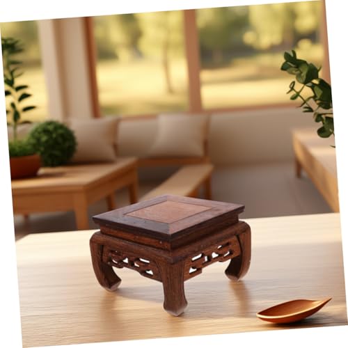 Zerodeko Square Wooden Pedestal Stand Sturdy Vase Base for Indoor Plants Fish Tanks and Decorative Displays Multipurpose Showcase Holder Smooth Finish and Detailed Carvings