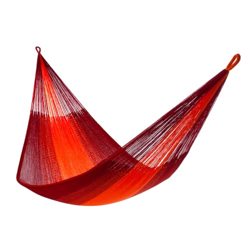 Handwoven Hammock by Yellow Leaf Hammocks - Family Size, Fits 2+ PPL, 550lb max - Weathersafe, Super Strong, Easy to Hang, Ultra Soft, Artisan Made - Color: Red - Orange - color: Sedona- Red and Orange, size: Fits 1-2+ People (550 lb. Capacity)
