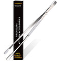 12-Inch Professional Kitchen & Cooking Tweezers Tongs - Stainless Steel Long Tweezer Tongs - BBQ,Plating,Multi-use - color: Silver