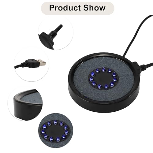 LED Aquarium Air Bubble Light, Underwater Fish Tank Bubblers Stone Disk, 16 Color Fish Tank Light, Aquarium Light for Plants with 11 Lamp Beads, Air Tube and Remote Control, 1 Set