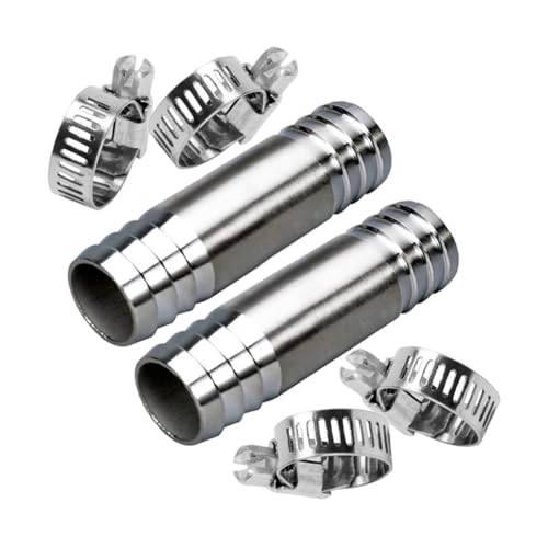 Stainless Steel Hose Barb 5/8" Splicer Mender Union Tubing Coupling Fittings with Hose Clamps Air Water Fuel Oil 2PCS - size: 5/8" Hose Barb