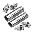 Stainless Steel Hose Barb 5/8" Splicer Mender Union Tubing Coupling Fittings with Hose Clamps Air Water Fuel Oil 2PCS - size: 5/8" Hose Barb