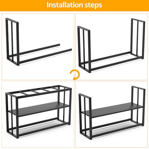 55-75 Gallon Fish Tank Stand with Storage Shelf, 48.5 x14.9 x 29.2 Inch Aquarium Stand, Turtle Tank, Reptile Terrariums and Breeder Tank Stand,980LBS Capacity, Black - color: Black