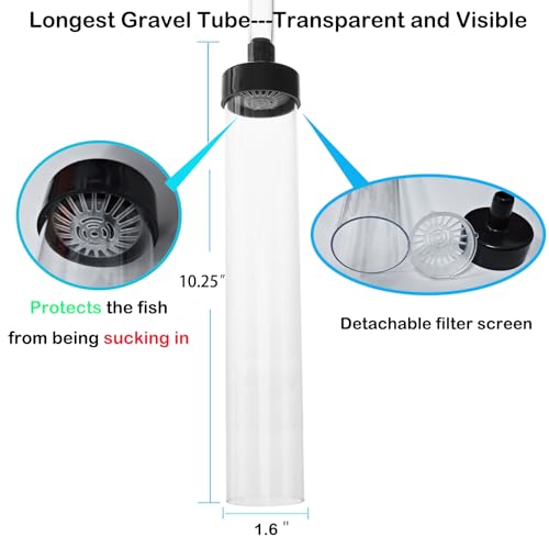7ft-L Aquarium Siphon Vacuum Cleaner, Hand Siphon Pump Water Changer for Fish Tank Cleaning Gravel & Sand - size: 7ft-L