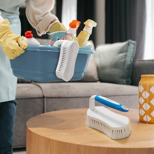 Scrub Brush for Cleaning Comfort Grip Shower Scrubber Flexible Stiff Bristles with Handle Heavy Duty Cleaner Brush for Tub Sink Carpet Floor - Pack of 2 (Blue+Green) - color: Blue+green
