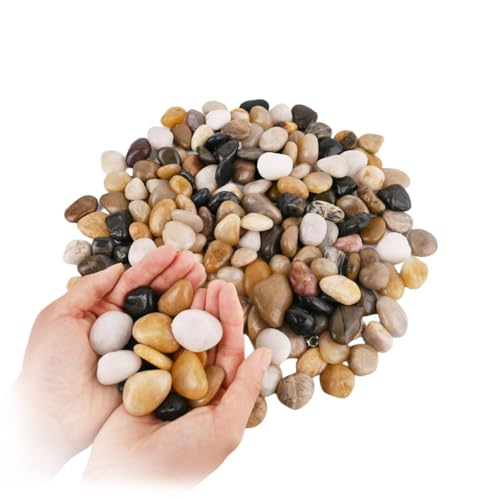 18 lbs Natural River Rocks 1-2 Inch Polished Pebbles Decorative Stones Landscape Rocks Pebbles for Indoor Plants Rocks for Landscaping Outdoor Rocks for Plants Indoor,River Rocks for Landscaping - size: 18 LB Bag