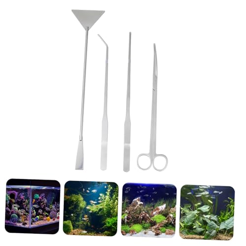 POPETPOP 1set Aquarium Scissors and Tweezers Tool Aquascaping Fish Tank Maintenance Water Plant Care Kit Easy to Use and Resistant