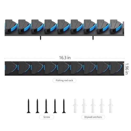 RESTCLOUD Fishing Rod Holder Vertical, Fishing Pole Holders for Garage, Fits 3-19mm Rod Diameter (9 Slots) - size: 9 Slots