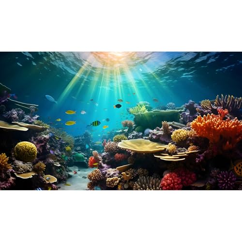 Ocean Floor Fish Tank Background Under The Sea Coral Reef Aquarium Background Underwater Aquatic Plants Corals Rock Terrarium Backgrounds Tropical Fish Deep Ocean Aquarium Backgrounds Decor 24x12in - color: Brown Orange, size: 24(W)x12(H)inches/ 60(W)*30c