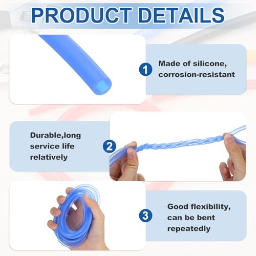 uxcell 4mm ID x 6mm OD Silicone Tubing, 9.8ft High Temp Silicone Air Tube Drip Irrigation Hose Pipe for Home Brewing Wine Beer Line and Aquaponics, Blue