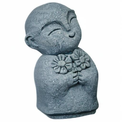 livelyfish Japanese Buddha Bosatsu Feng Shui Praying Monk Statue Sandstone Happy/Smiling Miniature Figurine Ornament for Fish Tank Aquarium Home Garden Decoration (9) - size: 9