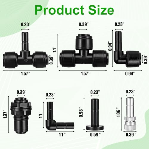 15 Pack 1/4" Four-Head Reptile Mister System Reptile Mister Nozzle Kit,360 Degree Adjustable 1/4 Misting Nozzle Parts Quick Connect Fittings for Aquarium,Vivarium,Plants, Amphibians - size: Four-Head