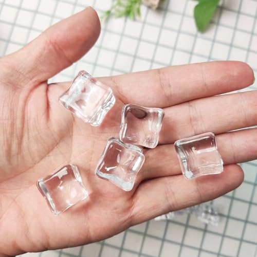 HappyFiller 22 PCS Large Crystal Square Fake Ice Cubes Acrylic Ice Rocks for Table Scatters,Vase Fillers,Party Decor,Graduations,Weddings,Anniversaries,Food Display,Floral,1 Inch - color: Transparent