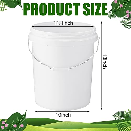 Gerrii 10 Pack White Plastic Bucket with Handle and Lid Food Storage Bucket Containers All Purpose Pail for Multipurpose Paint Water Art Crafts Projects Garage Organization (White,3.5 Gallon) - color: White, size: 3.5 Gallon