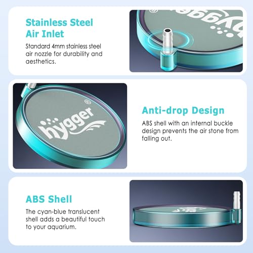 hygger Aquarium Air Stone 3 Inch, Fish Tank Bubbler Stone, Air Bubble Aerator Oxygen Diffuser, Air Pump Accessories for Aquariums, Fish Tanks, Hydroponics and Ponds - size: 3 Inch