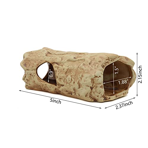 Aquarium Decorations Log Betta Fish Tank Accessories Ceramic Cave, Betta Fish Toys Decor Hideout for Shrimp Cichlid Hiding Breeding