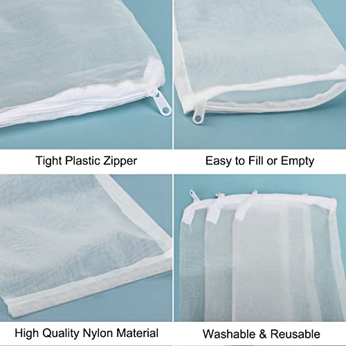 Segarty Aquarium Filter Bags High Flow, 10 Pack 0.15mm Mesh Bag 7.7 x 6 Inch Reusable White Nylon Media Net Bags with Plastic Zipper for Bio Balls, Ceramic Rings, Activated Carbon, Charcoal, Fish Tank - color: extra fine mesh（white）, size: 7.7" x 6"