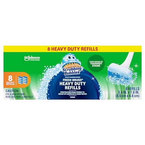 Scrubbing Bubbles Toilet Bowl Wand Cleaner Refills, Fresh Brush Heavy Duty Cleaner Toilet Refill Pads, Removes Limescale & Odors, Citrus Scent, 8 Count (Pack of 1) - size: 8 Count (Pack of 1)