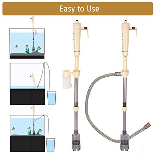 Ejoyous Aquarium Gravel Cleaner, Electric Automatic Fish Gravel Vacuum Cleaning Battery Operated Siphon Pump Water Changer for Fish