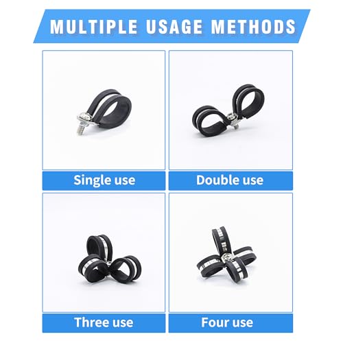 5/8" Cable Clamps, 24PCS, 304 Stainless Steel | Rubber Cushioned Insulated, Loop Pipe Wire Clamps, Riveted Reinforce, For Automotive, Plumbing, Kennel & Hose Securing - size: cable clamp-5/8"(16mm) 24pcs