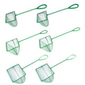 Lpraer 4in 5in 6in Aquarium Fish Net Green Fine Mesh Nylon Net Collection with 11" Long Handle Square Quick Catch Fish Net for Fish Tank - color: Green, size: 6PCS 4，5，6"