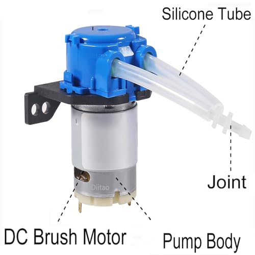 12V DC Dosing Pump Peristaltic Dosing Head Low Flow Peristaltic Pump with Connector and 5M 3mmx5mm Tube(L-Shaped Board) - size: L-shaped Board