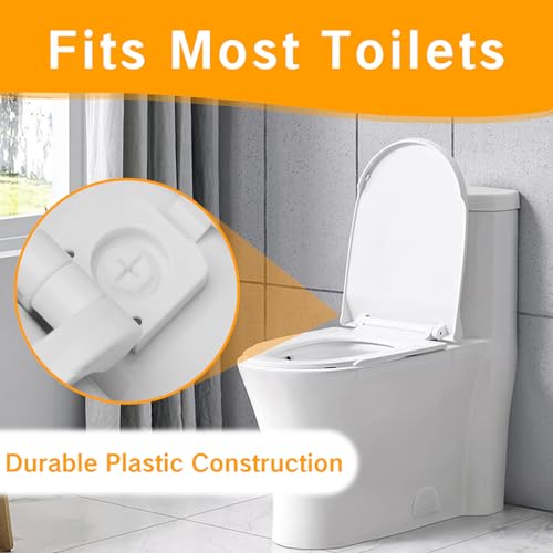 White Plastic Toilet Seat Hinge Replacement with Bolts, Screws, and Nuts, Universal Toilet Seat Bracket Hardware for Replacement and Repair.