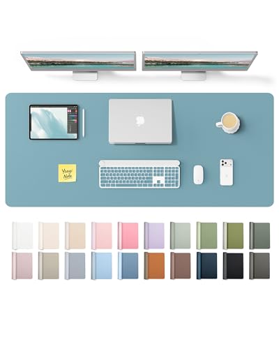 YSAGi Leather Desk Protector, Office Mat, Large Mouse Mat, Non-Slip PU Leather Blotter, Laptop Desk Mat, Waterproof Writing Pad for Office and Home(Aquamarine, 55" x 17.2") - color: Aquamarine, size: 55" x 17"