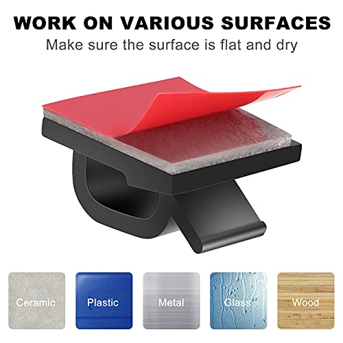 60 PCS Adhesive Cable Clips, Upgraded Wall Wire Clips for Cable Management, Strong Cord Clips Wire Holders for The Wall, Under Desk, Christmas Lights, Car, Dash Cam, Ethernet, Electric Wires Small - color: Black, size: Small