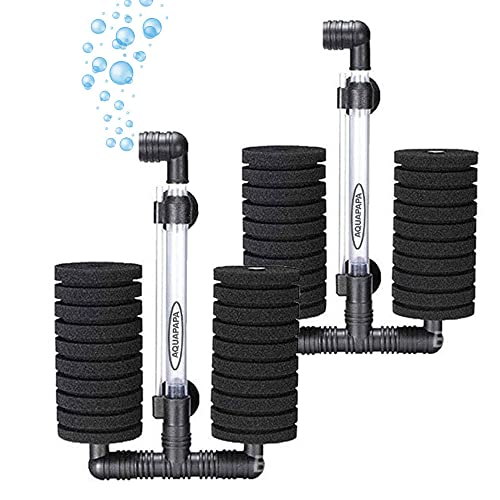 Aquarium Bio Sponge Filter 2 PCS for Fry Betta Shrimp Fish Tank Up to 55 Gallon Each., Quiet, Double Sponges