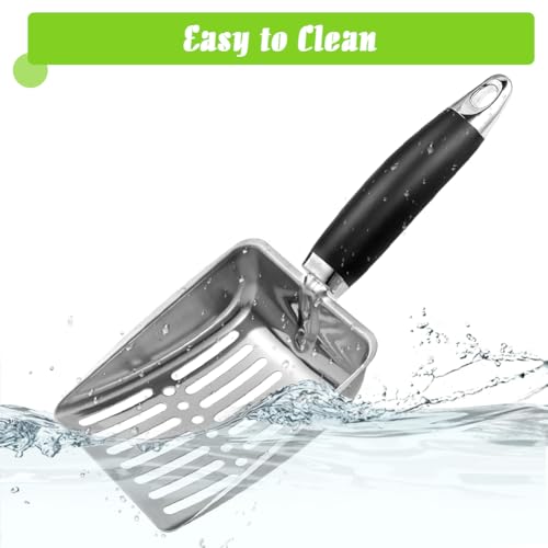 Cat Litter Scoop -Stainless Steel Cat Litter Scoop-Sturdy Mesh Scooper - Upgrade Mesh Shovel-Easy to Clean - Suitable for Cat Litter Box -Black-More - color: Black-More, size: M